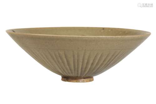 YAOZHOU CELADON CARVED CONICAL BOWL NORTHERN SONG/JIN DYNASTY, 10TH-12TH CENTURY