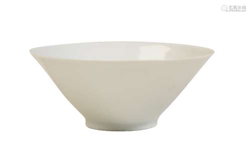 RARE ANHUA-DECORATED WHITE-GLAZE CONICAL BOWL, KANGXI SIX CHARACTER MARK AND OF THE PERIOD