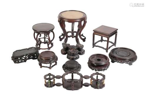 COLLECTION OF TEN HARDWOOD STANDS, QING DYNASTY