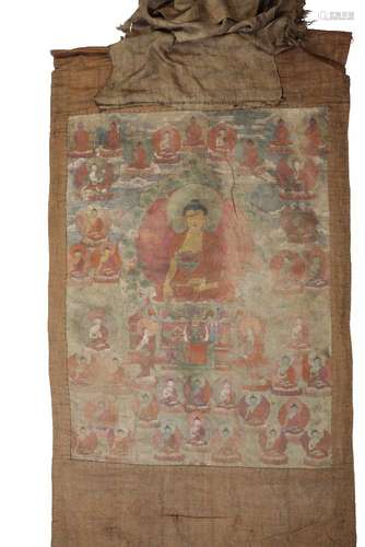 THANGKA DEPICTING BUDDHA SHAKYAMUNI, 19TH CENTURY