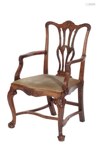 CHINESE EXPORT HUANGHUALI 'CHIPPENDALE' STYLE ARMCHAIR, QING DYNASTY 18TH CENTURY