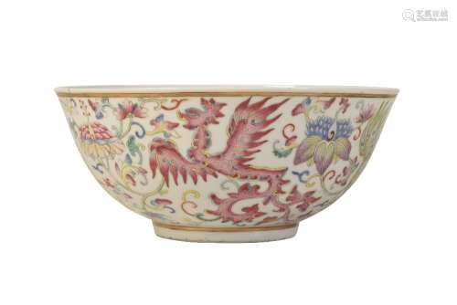 FINE FAMILLE ROSE 'PHOENIX' BOWL, GUANGXU SIX CHARACTER MARK AND OF THE PERIOD