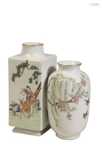 FAMILLE ROSE DOUBLE VASE, REPUBLIC PERIOD