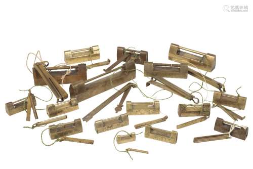 FOURTEEN ASSORTED BRASS LOCKS, 19TH CENTURY AND LATER