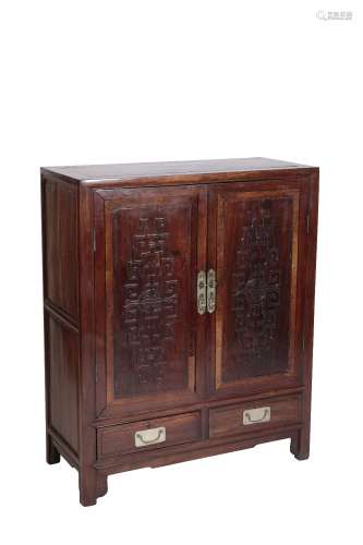 HUANGHUALI TWO DOOR LOW CUPBOARD, QING DYNASTY, 18TH CENTURY
