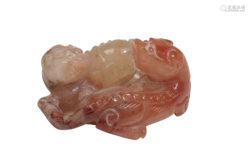 CARVED CARNELIAN-AGATE GROUP, QING DYNASTY