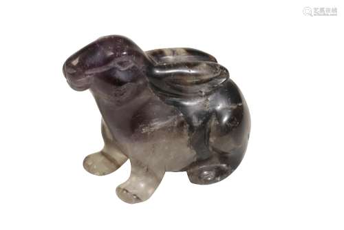 CARVED AMETHYST HARE, QING DYNASTY, PROBABLY QIANLONG PERIOD