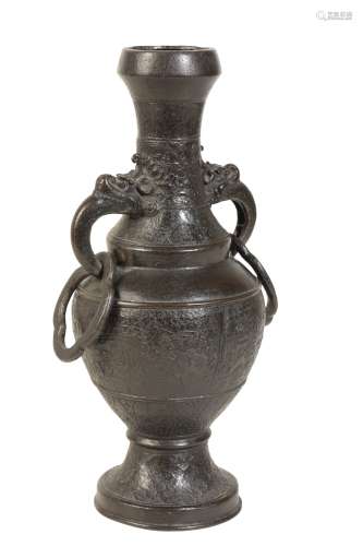 ARCHAIC-STYLE BRONZE BALUSTER VASE, MING DYNASTY, 17TH CENTURY