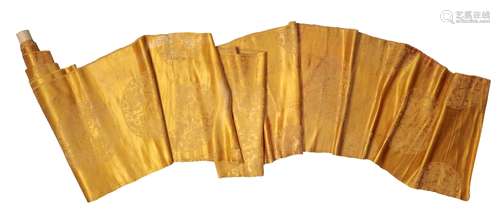 YELLOW 'IMPERIAL' BROCADE SILK FRAGMENT, 17TH / 18TH CENTURY