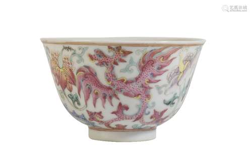 FAMILLE ROSE 'PHOENIX' TEA BOWL, QIANLONG SEAL MARK BUT GUANGXU PERIOD