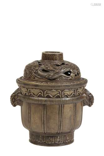 BRONZE CENSER AND COVER, MING OR LATER