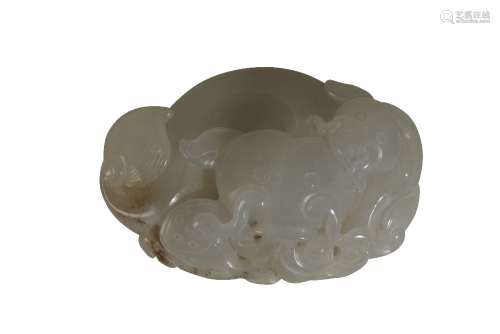 SMALL CARVED WHITE JADE GROUP, QING DYNASTY