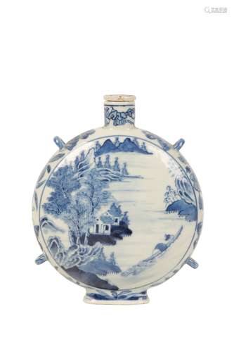 BLUE AND WHITE MOON FLASK, JIAQING SIX CHARACTER MARK AND OF THE PERIOD