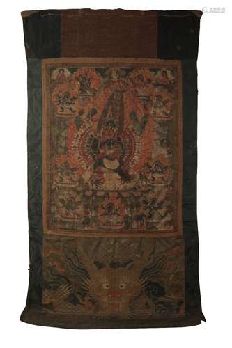 PAINTED THANGKA OF VAJRABHAIRAVA, TIBET, 17TH CENTURY