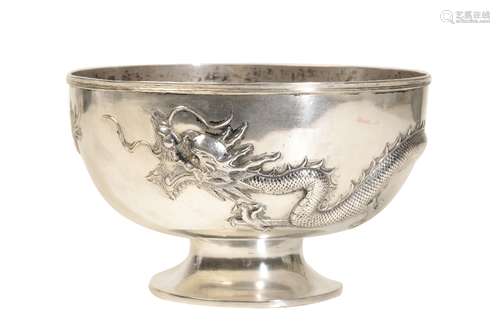 CHINESE EXPORT SILVER 'DRAGON' BOWL, QING DYNASTY, 19TH CENTURY