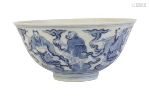 BLUE AND WHITE 'IMMORTALS' BOWL, DAOGUANG SEAL MARK AND OF THE PERIOD