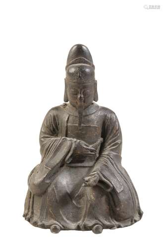 GILT-BRONZE FIGURE OF A DAOIST IMMORTAL, LATE MING DYNASTY