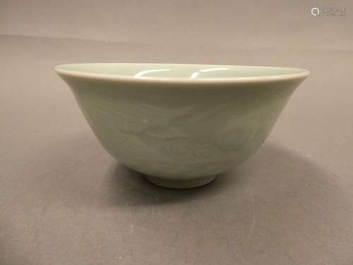 Celadon porcelain bowl with fish design