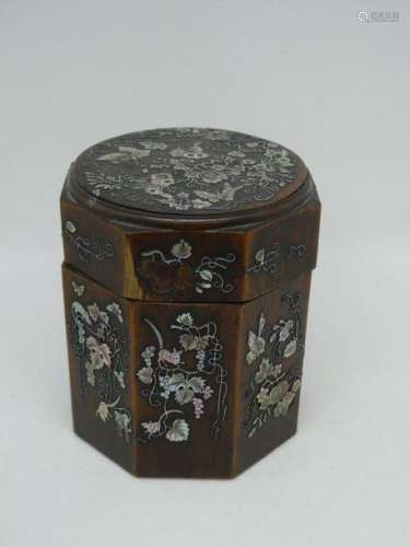 Wooden box inlaid with mother-of-pearl