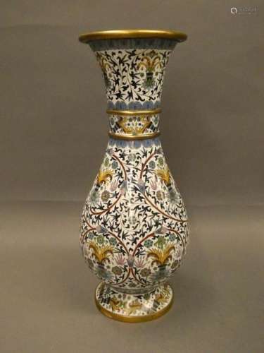 CHINA Cloisonné enamel vase on a white background. 20th century High. : 39 cm