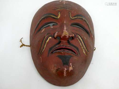 JAPAN Painted wooden theatre mask. Ht: 18,5cm