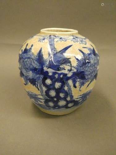 White porcelain ball vase blue. China 19th century