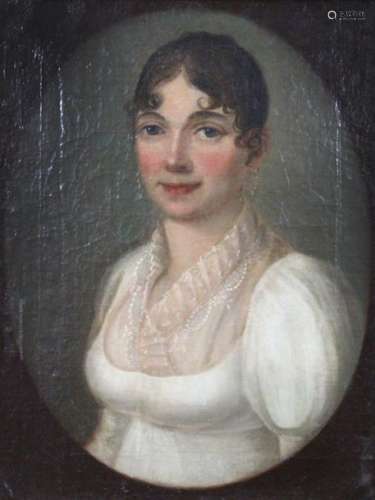 ECOLE DU NORD vers 1820 Portrait de dame en robe b…