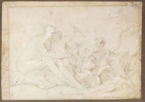 ECOLE début XVIIIe Femme à l'antique et putti au c…