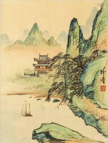 LANDSCAPE WITH A PALACE. China, undated. 20 x 15 c…