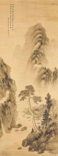 MOUNTAIN GORGE. China, 20th century. 132 x 50.5 cm…