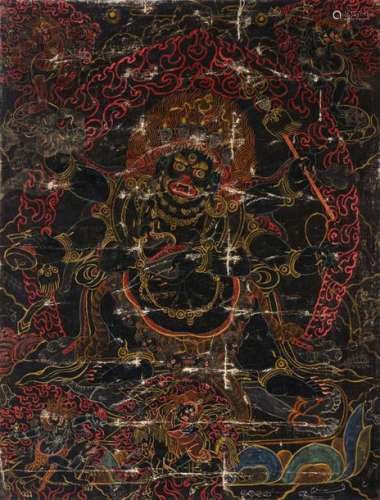 A FINE THANGKA OF THE SIX ARMED MAHAKALA, Mongolia…