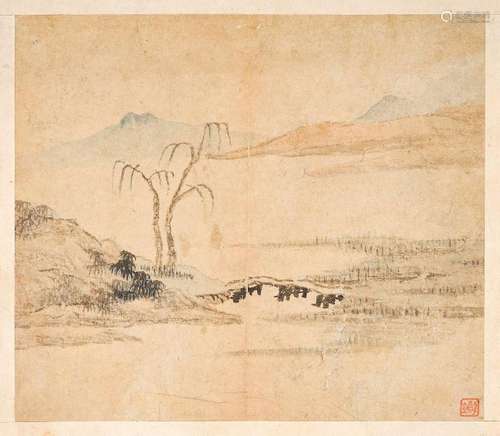 LANDSCAPE. China, 19th century. 21.5 x 25 cm. Ink …