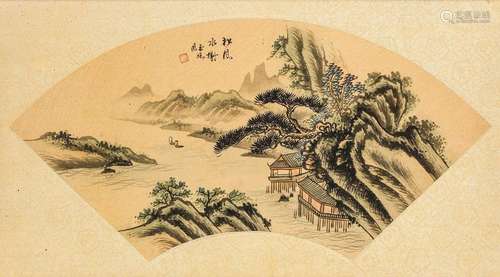 RIVER LANDSCAPE. China, undated. 21.5 x 43 cm. Ink…