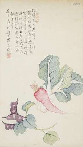 STILL LIFE WITH VEGETABLES. China, dated 1927. 37.…