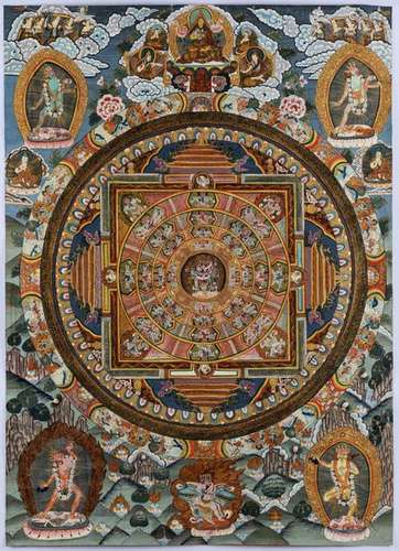 A MANDALA OF A WRATHFUL DEITY. Tibet, late 19th ea…