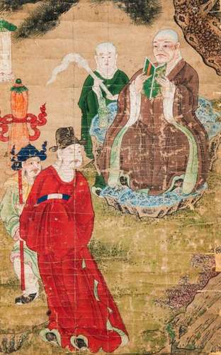 A MANDARIN BEFORE A NOBLE MONK. China, Qing Dynast…