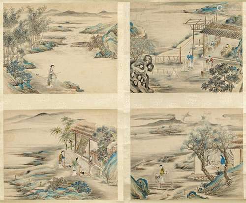 A PAIR OF HANGING SCROLLS DEPICTING THE SILK PRODU…