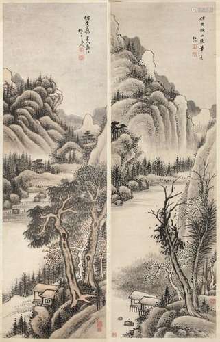 A PAIR OF LANDSCAPE PAINTINGS, China, undated. 169…