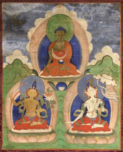 A THANGKA OF SHAKYAMUNI BUDDHA. Mongolia, 19th cen…