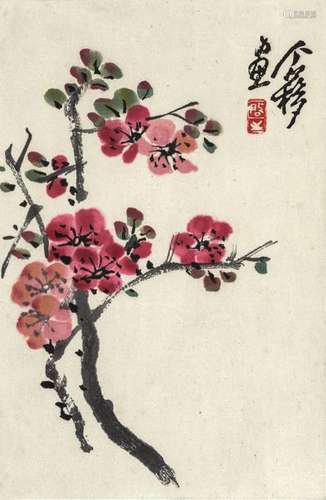 BLOSSOMING PEACH TREE. China, mid 20th century. 28…