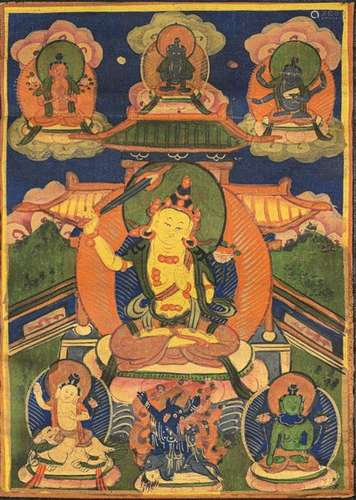 A THANGKA OF MAŇJUŚRĪ. Eastern Tibet, 19th century…