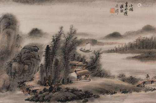 SPRING LANDSCAPE. China, undated. 31 x 48 cm. Ink …