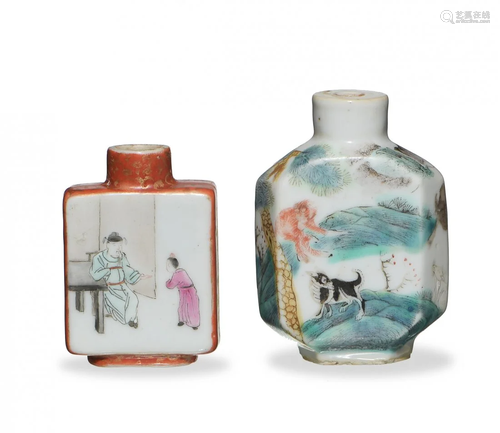 2 Chinese Famille Rose Snuff Bottles, 19th Century