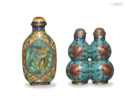 2 Chinese Cloisonne Snuff Bottles