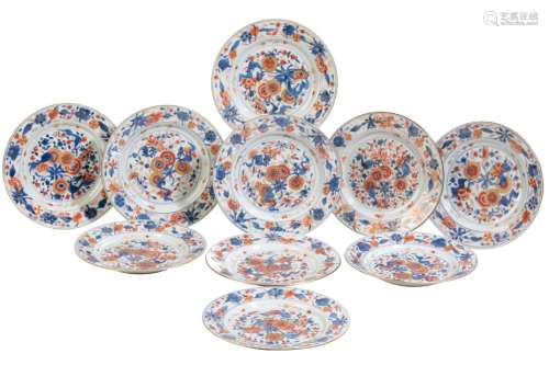 SET OF TEN CHINESE EXPORT IMARI PATTERN PLATES, QIANLONG PERIOD