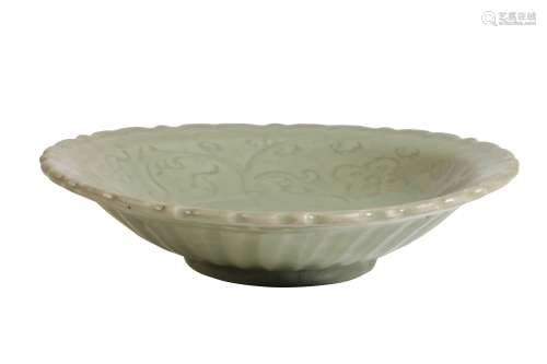 'LONGQUAN' CELADON BARBED DISH, MING DYNASTY