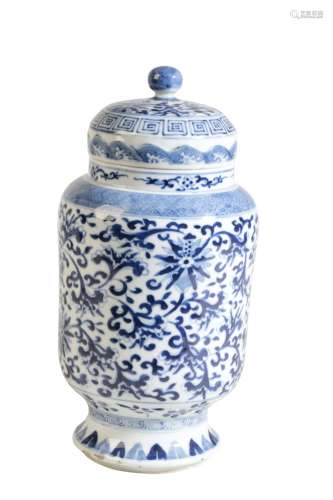BLUE AND WHITE 'LOTUS' JAR AND COVER, KANGXI SEAL MARK BUT LATER