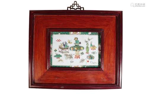 FAMILLE VERTE RECTANGULAR PLAQUE, KANGXI PERIOD