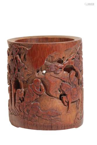 CARVED BAMBOO BRUSHPOT (BITONG), QING DYNASTY