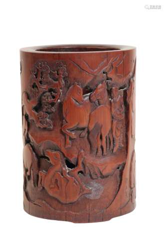 CARVED BAMBOO BRUSHPOT (BITONG), LATE QING DYNASTY